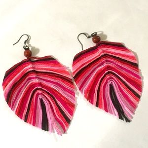 Beautiful red and pink feather type earrings!